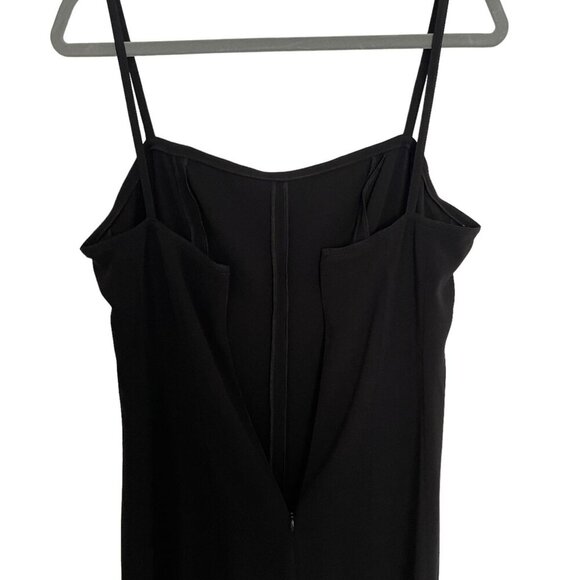 Tom And Linda Platt Spaghetti Strap Midi Dress Size 8 Flare Hem Black LBD - Picture 3 of 10